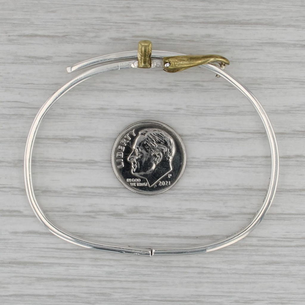 Belt Buckle Bangle Bracelet Sterling Silver Taxco 6.5" Adjustable