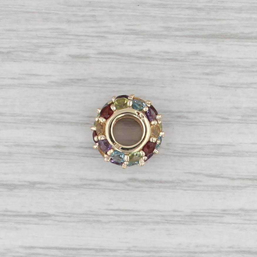 3.90ctw Gemstone Bead Charm 10k Gold Peridot Topaz Amethyst Citrine Garnet