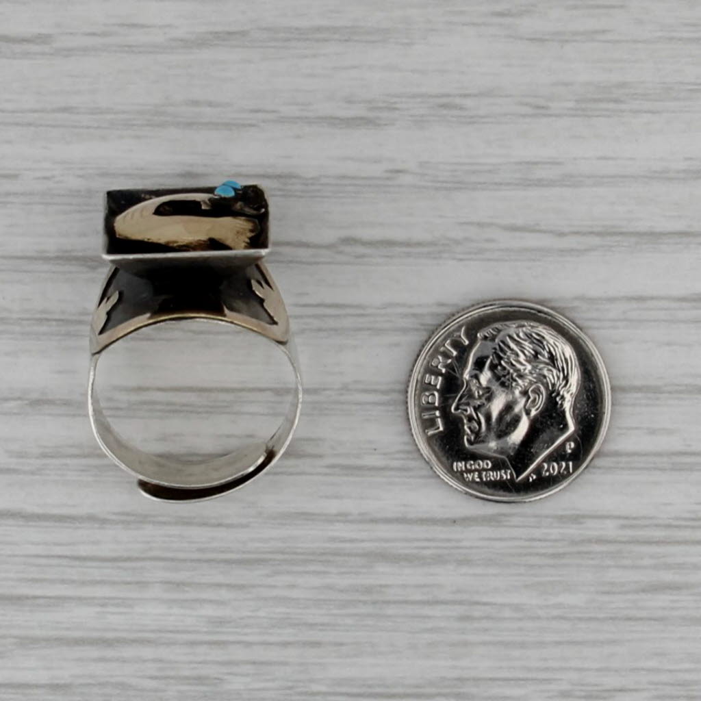 Vintage Glass Eyed Fish Ring Sterling Silver 18k Gold Adjustable Size 5