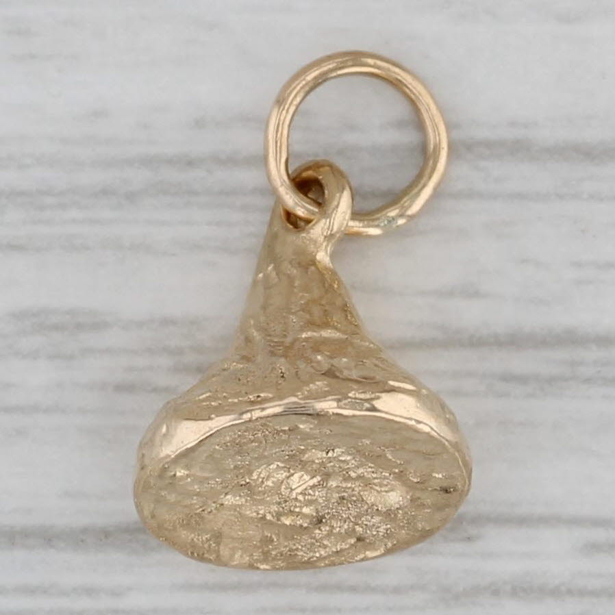 Gray Small Hershey Kiss Charm 14k Yellow Gold Pendant