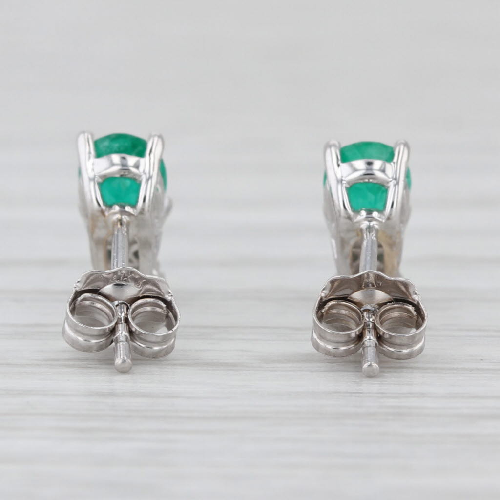 0.75ctw Emerald Diamond Stud Earrings 14k White Gold Studs