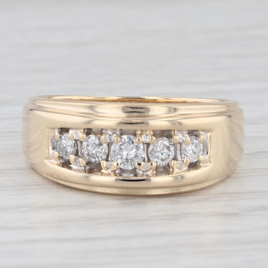 Light Gray 0.48ctw Diamond Men's Ring 14k Yellow Gold Size 10.25 Wedding Band