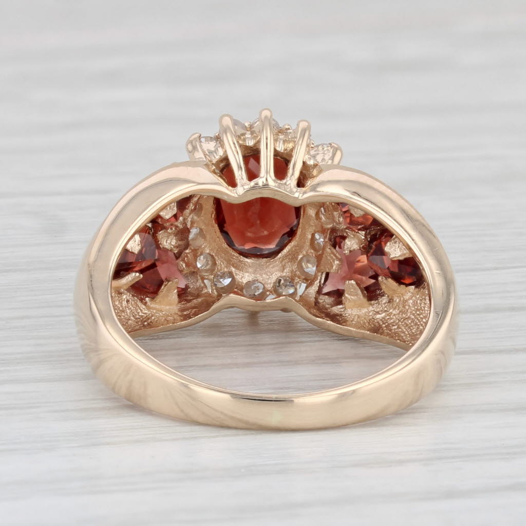 Light Gray 2.33ctw Garnet Diamond Halo Ring 14k Yellow Gold Size 6