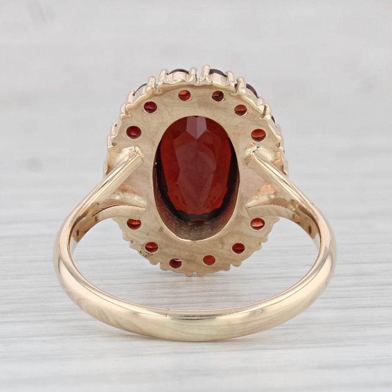 4.80ctw Oval Garnet Halo Ring 14k Yellow Gold Size 8.5 Vintage