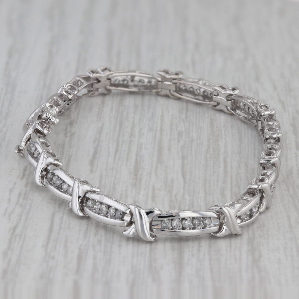Gray 0.75ctw Diamond Tennis Bracelet 10k White Gold 6.75" 4.6mm