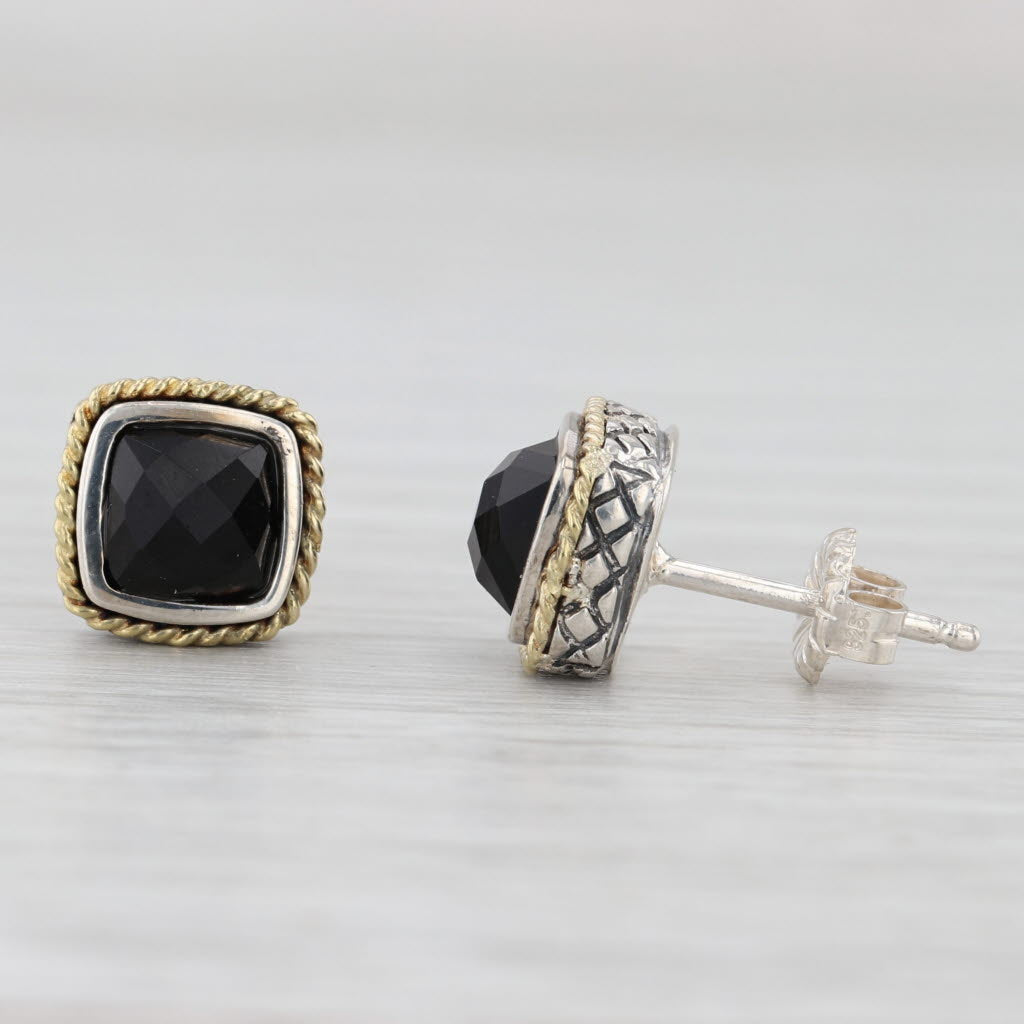 Light Gray Andrea Candela Onyx Stud Earrings Sterling Silver 18k Gold