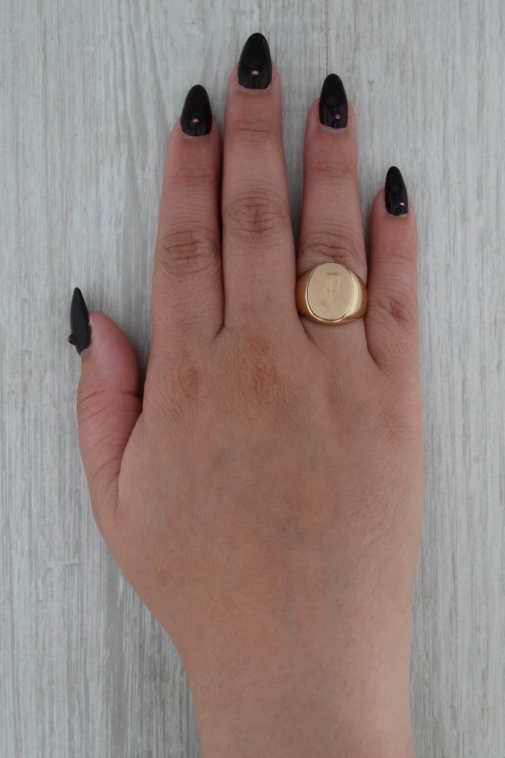 Engraved Old English Letter P Signet Ring 10k Yellow Gold Size 7.75