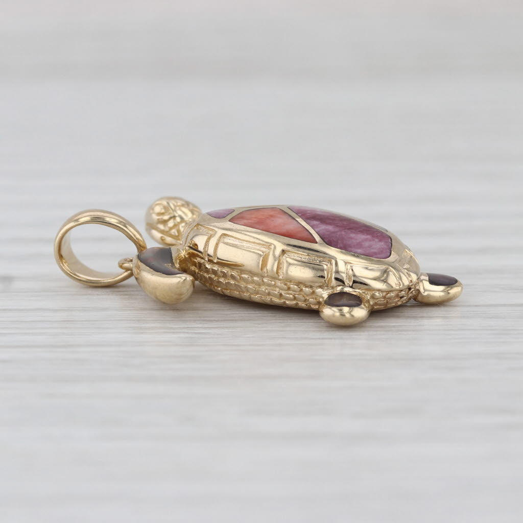 Na Hoku Sea Turtle Pendant Multicolor Shell Mosaic 14k Yellow Gold Nautical