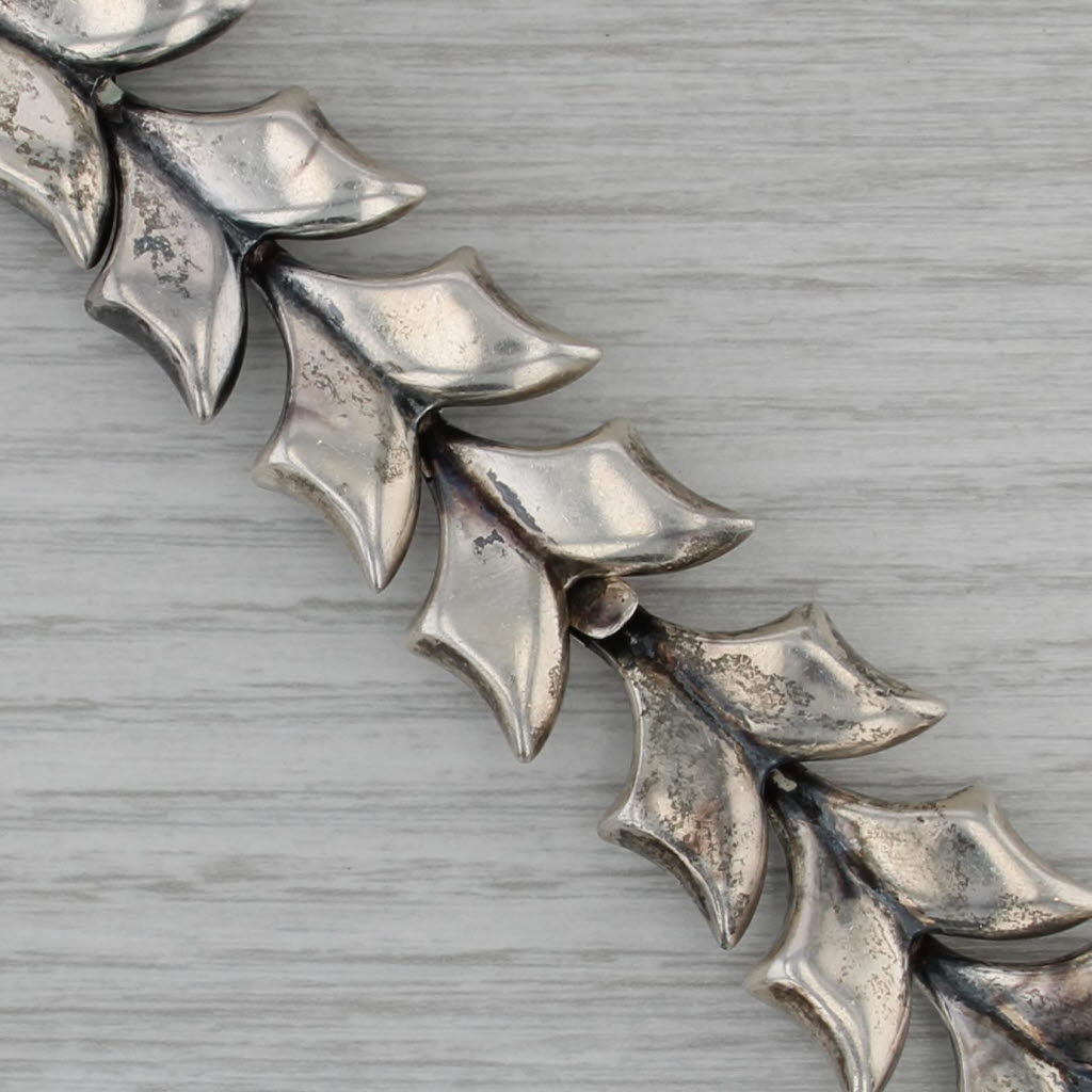 Vintage Lopaz Taxco Chevron V Link Necklace Sterling Silver 16" 22.2mm