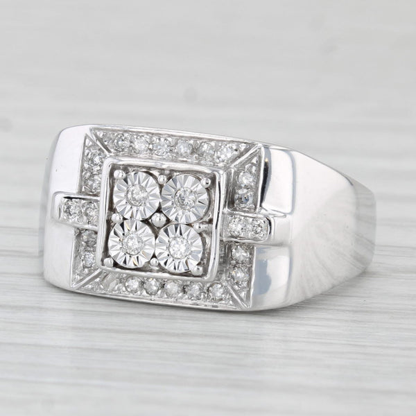 0.20ctw Diamond Cluster Ring 10k White Gold Size 8.5