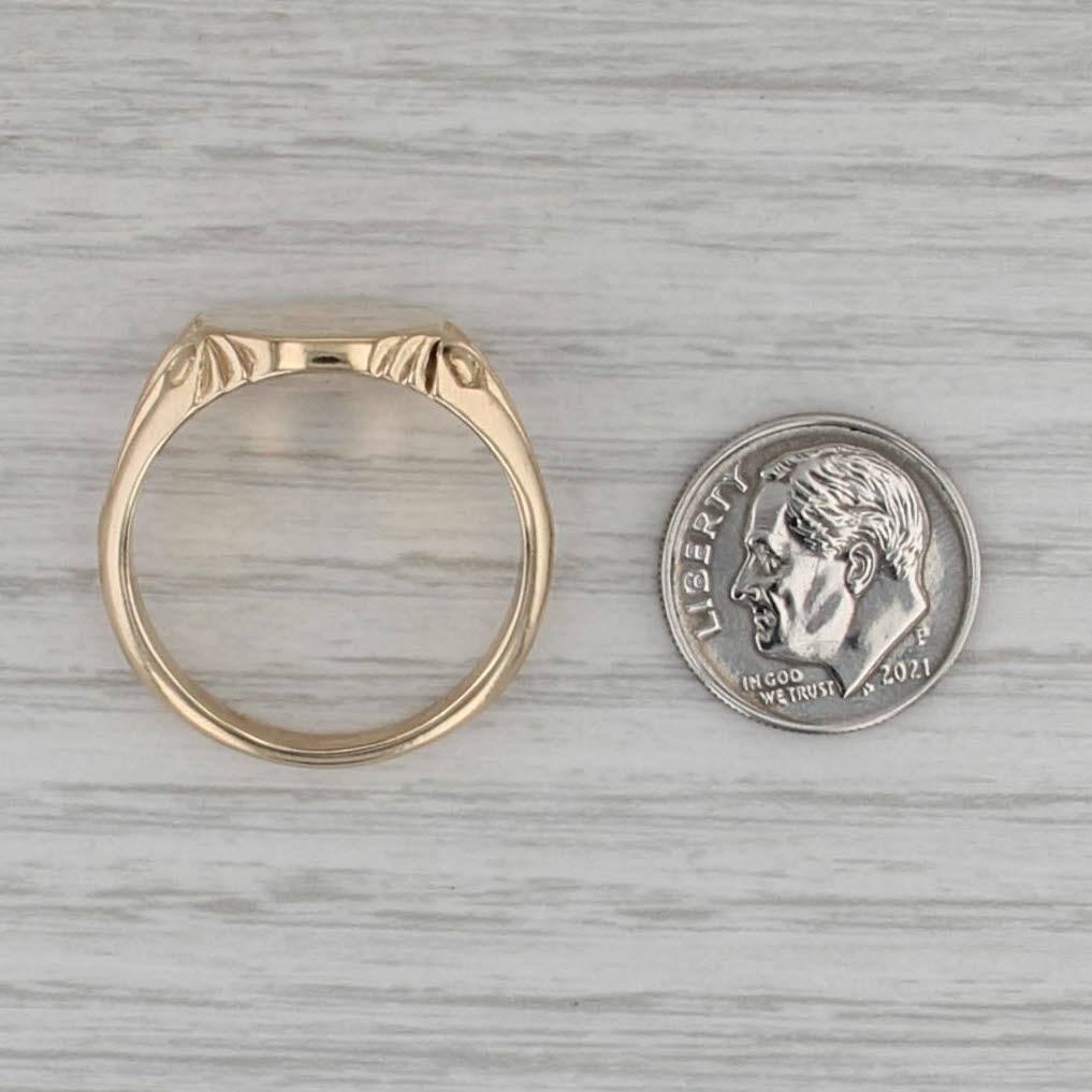 Vintage Engravable Men's Signet Ring 14k Yellow Gold Size 12 Solid Back