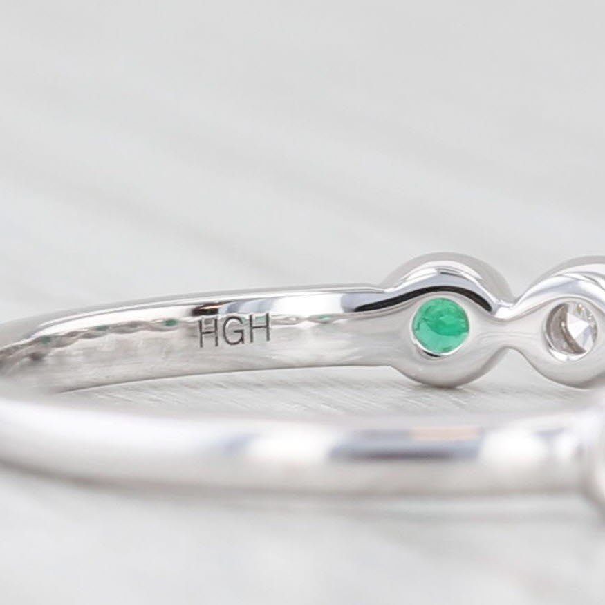 Light Gray New 0.25ctw Diamond Emerald Stackable Ring 14k White Gold Wedding Band Size 7