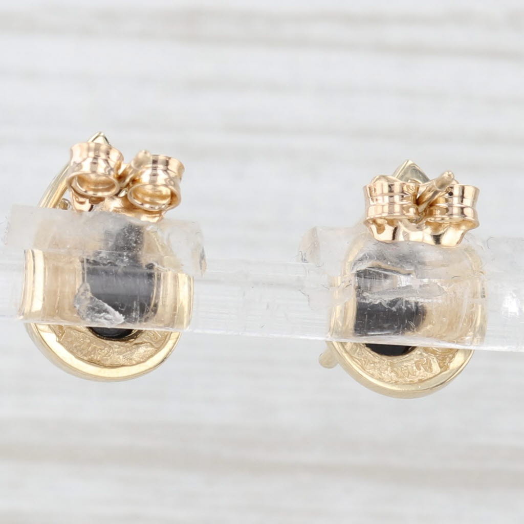 Onyx Pear Diamond Stud Earrings 14k Yellow Gold Studs