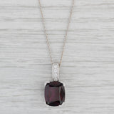 Light Gray 6.25ctw Almandine Garnet Tourmaline Diamond Pendant Necklace 14k White Gold 16"