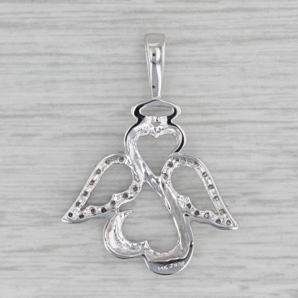 Gray 0.26ctw Diamond Guardian Angel Pendant 14k White Gold