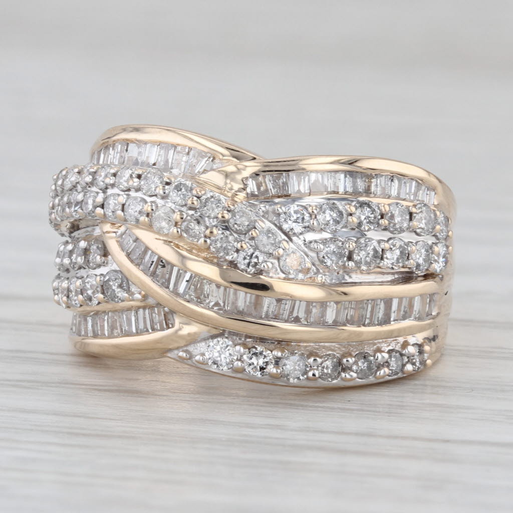 1.80ctw Diamond Knot Overlay Ring 10k Yellow Gold Size 7 Cocktail