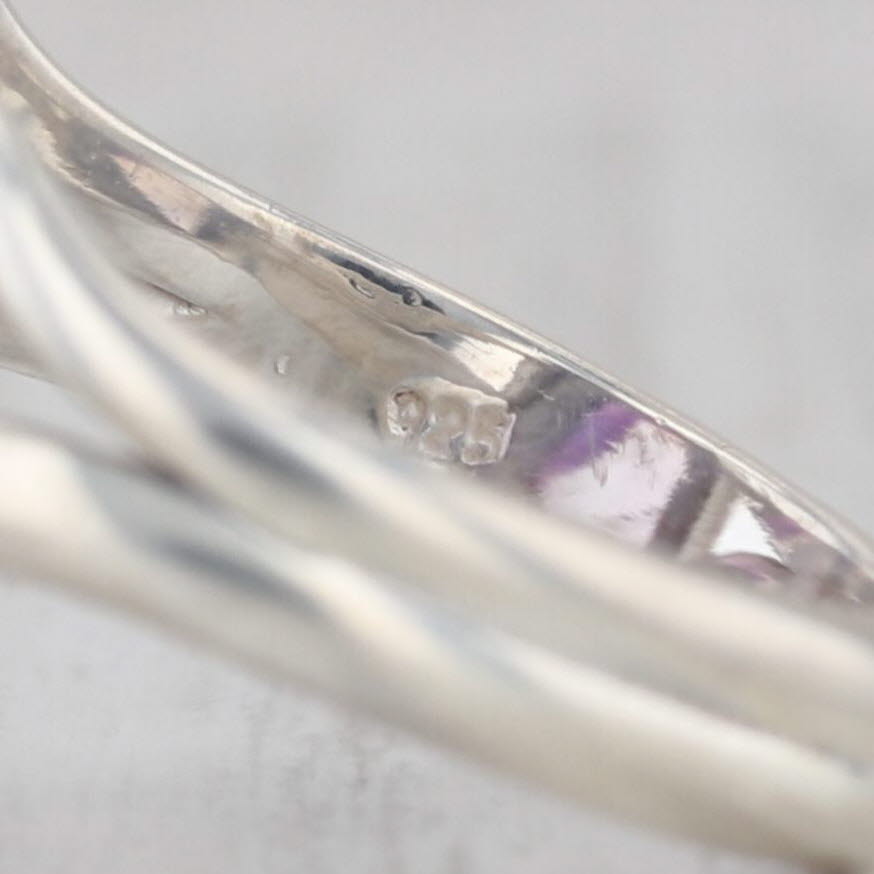 Quartz & Amethyst Statement Ring Sterling Silver Size 8.25