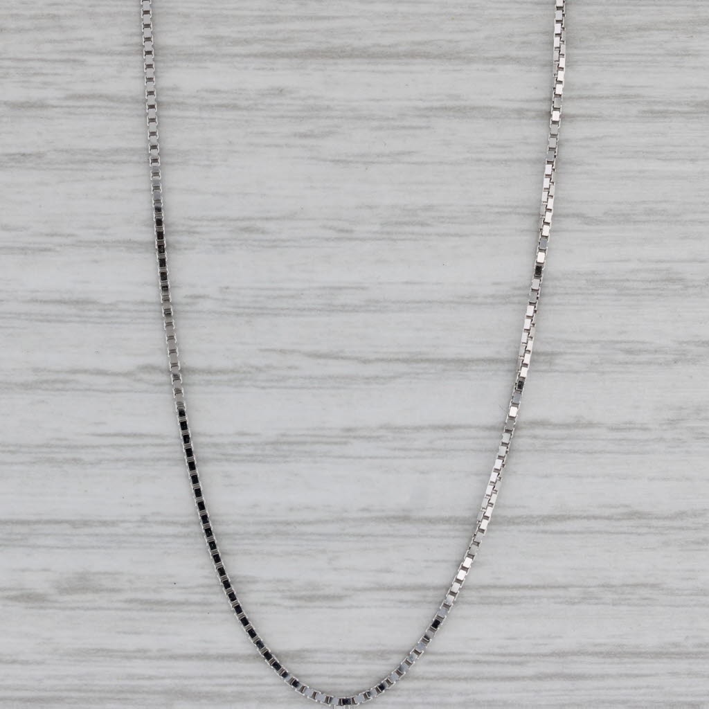 Gray New Box Chain Necklace 10k White Gold 16" 0.9mm