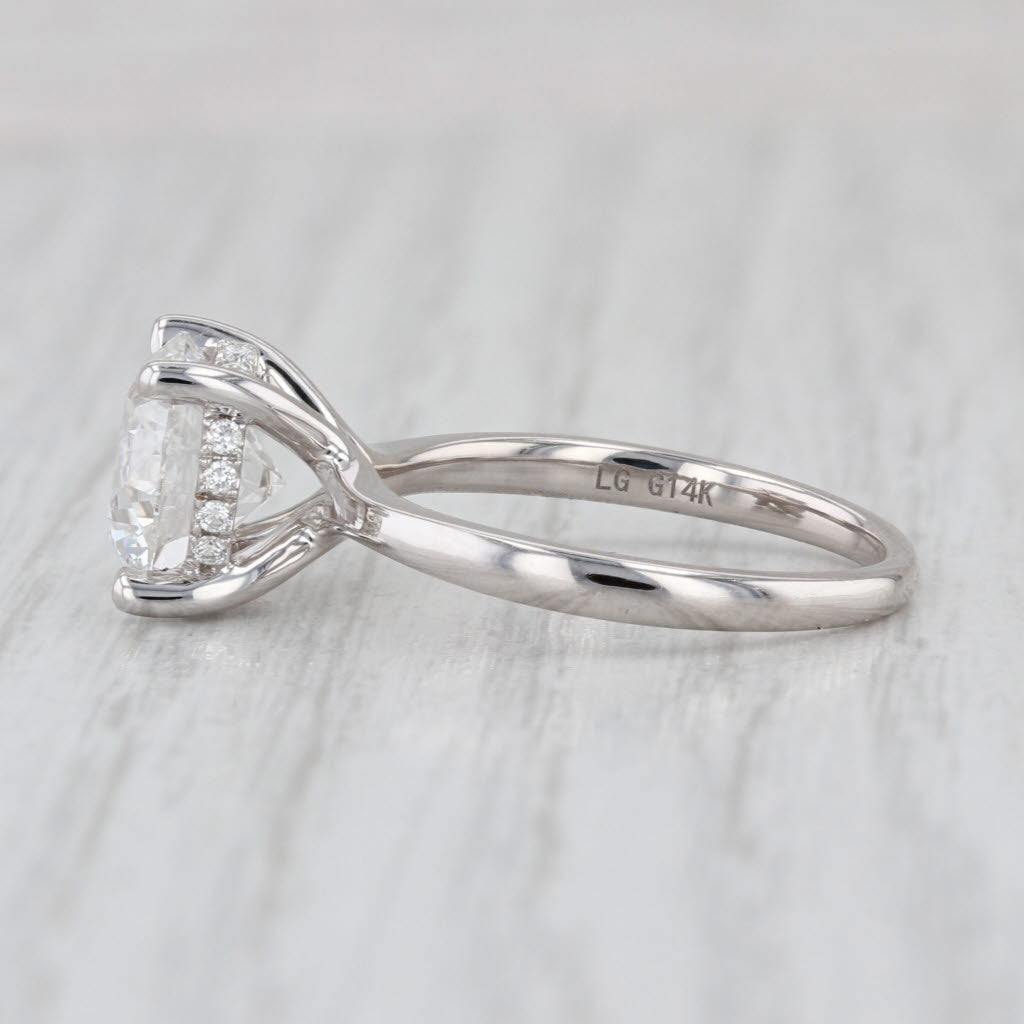 New IGI 3.14ctw Round Lab Grown Diamond Engagement Ring 14k White Gold Size 6.5