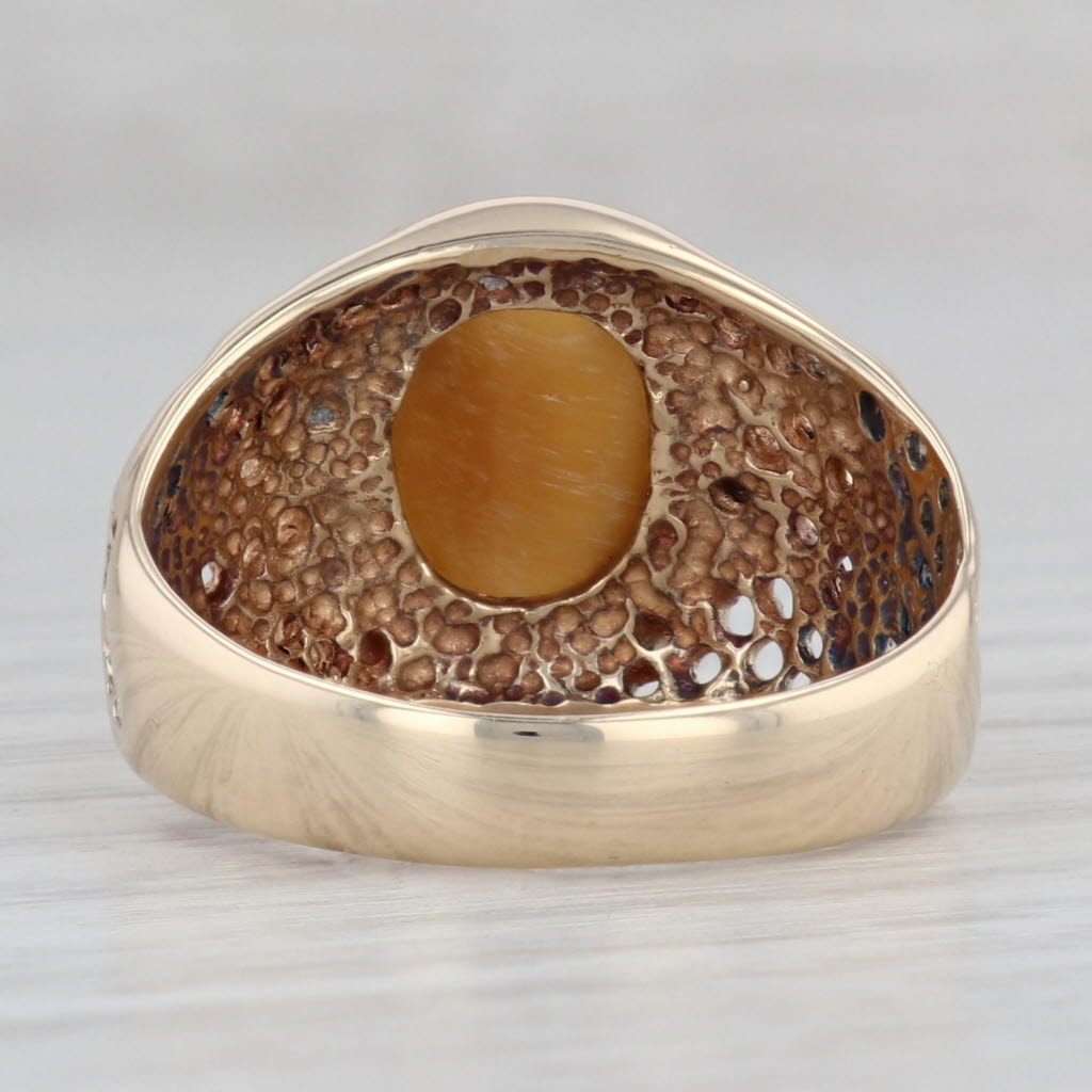 Gray Men’s Tiger’s Eye Ring 10k Yellow Gold Size 10 Pierced Band