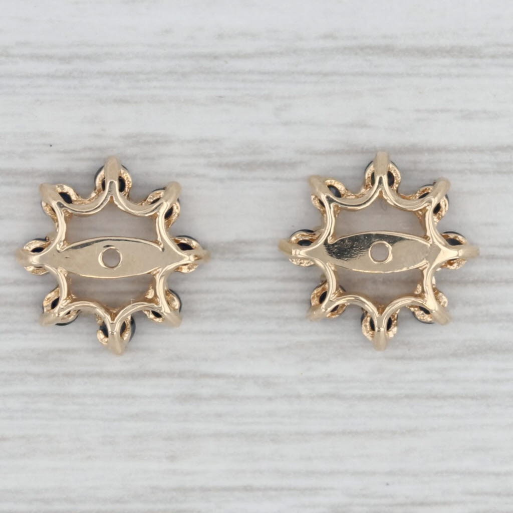 Gray 0.80ctw Blue Sapphire Earring Enhancers Jackets 14k Yellow Gold For Studs