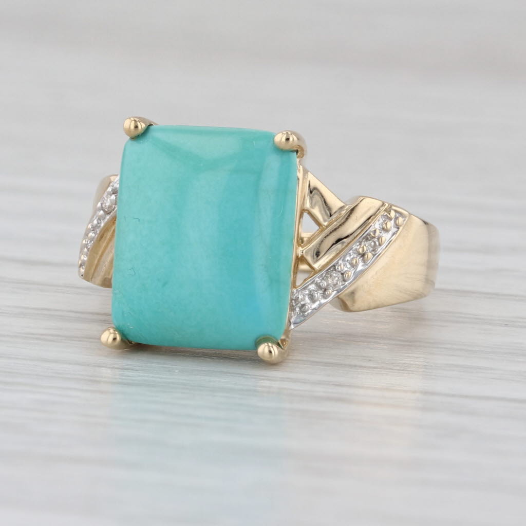 Le Vian Turquoise Diamond Ring 14k Yellow Gold Size 5.5
