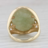Green Jade Ring 14k Yellow Gold Size 5.25 Oval Cabochon Solitaire