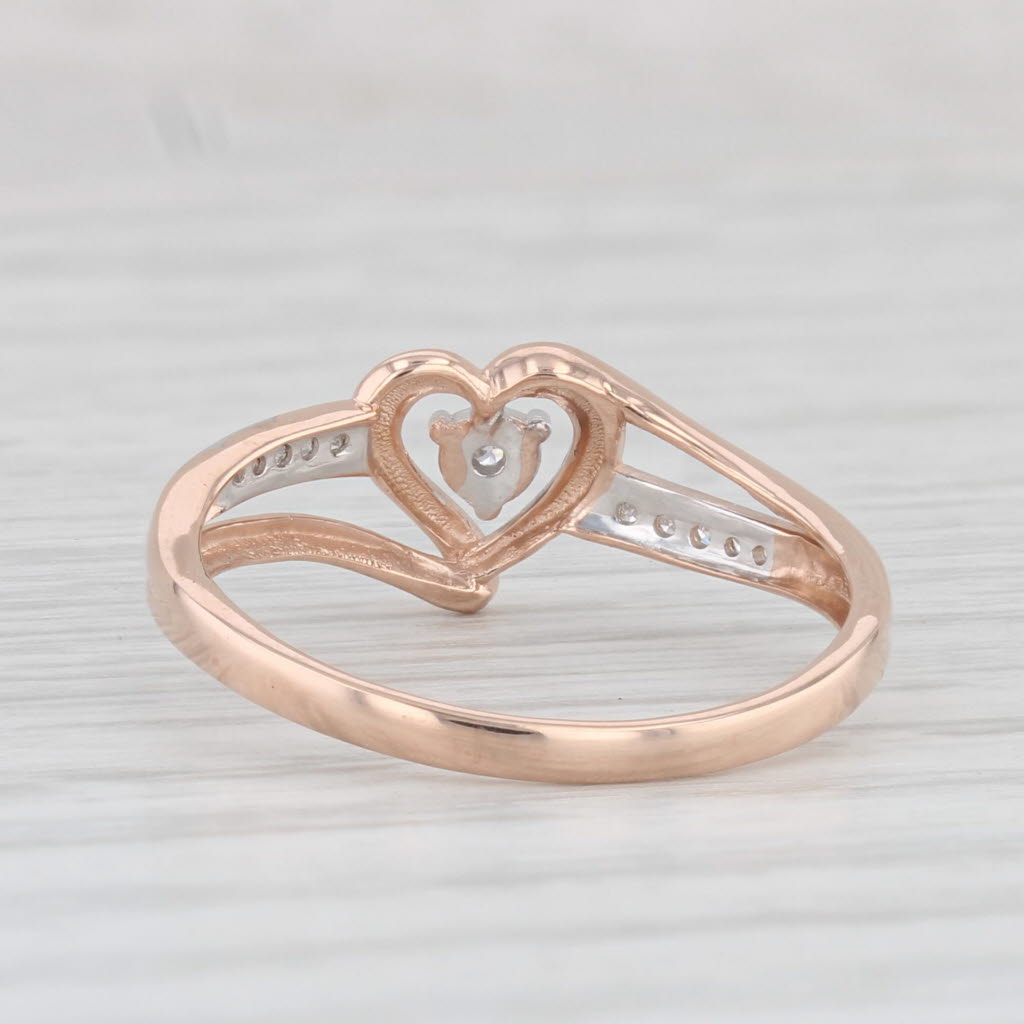 Light Gray Diamond Heart Ring 10k Rose Gold Size 7.5 Promise