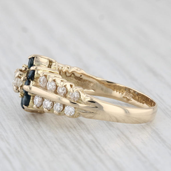 1.37ctw Blue Sapphire Diamond Flower Ring 14k Yellow Gold Size 7.5