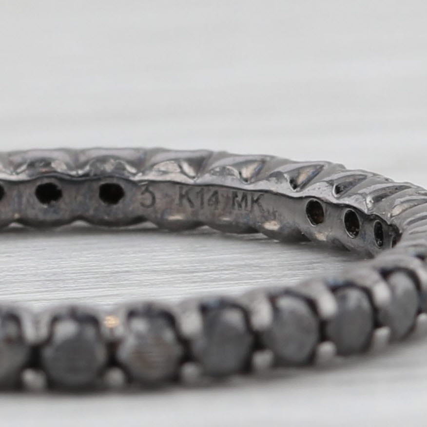 Dark Slate Gray New 1ctw Black Diamond Eternity Ring 14k White Gold Size 6.5 Stackable Band