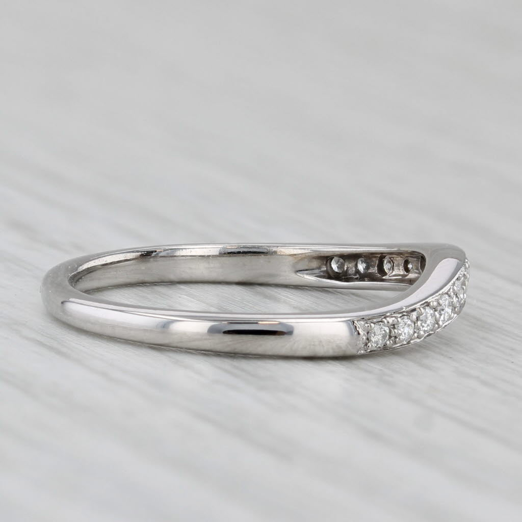 Gray 0.15ctw Contoured Diamond Wedding Band 14k White Gold Stackable Size 7 Ring