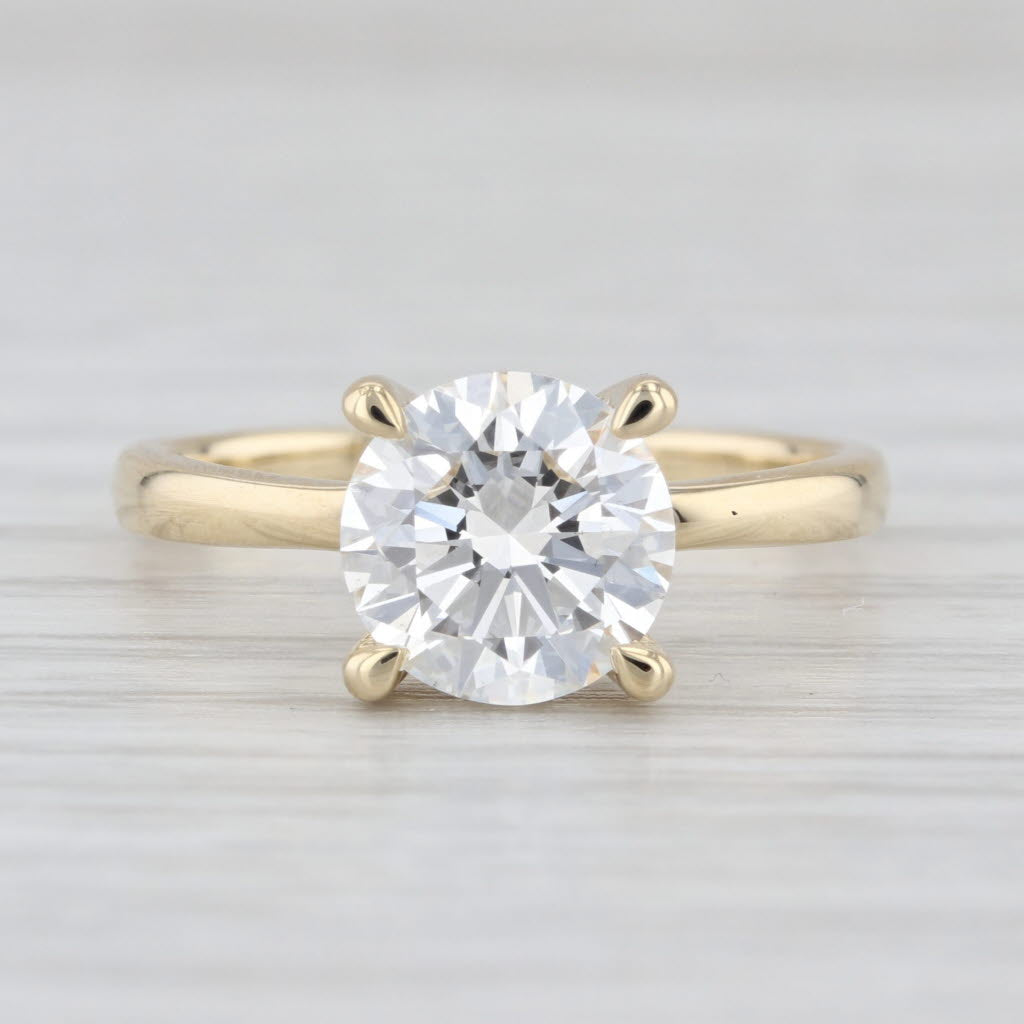 2.11ctw Lab Grown Round Diamond Halo Ring 14k Yellow Gold Size 6.5 IGI