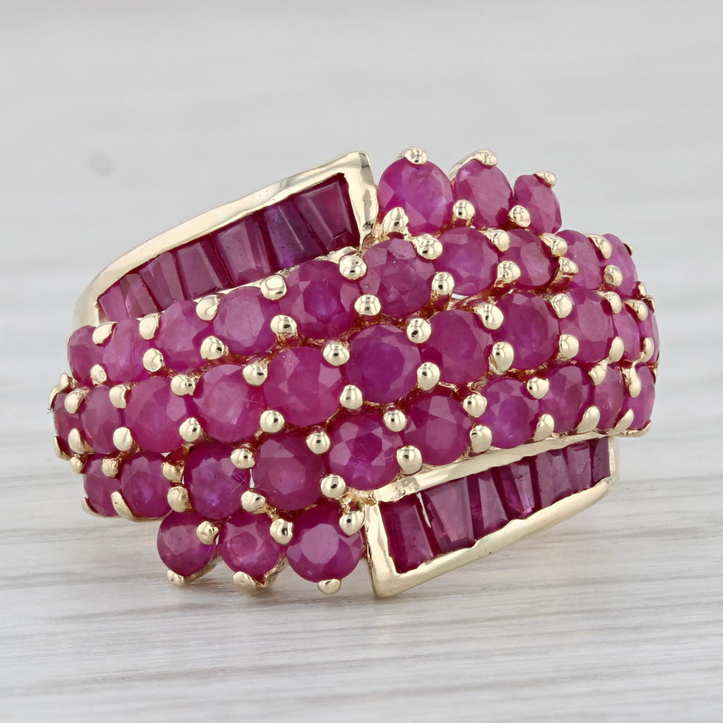 Maroon 4ctw Ruby Cluster Ring 10k Yellow Gold Size 8.25 Cocktail