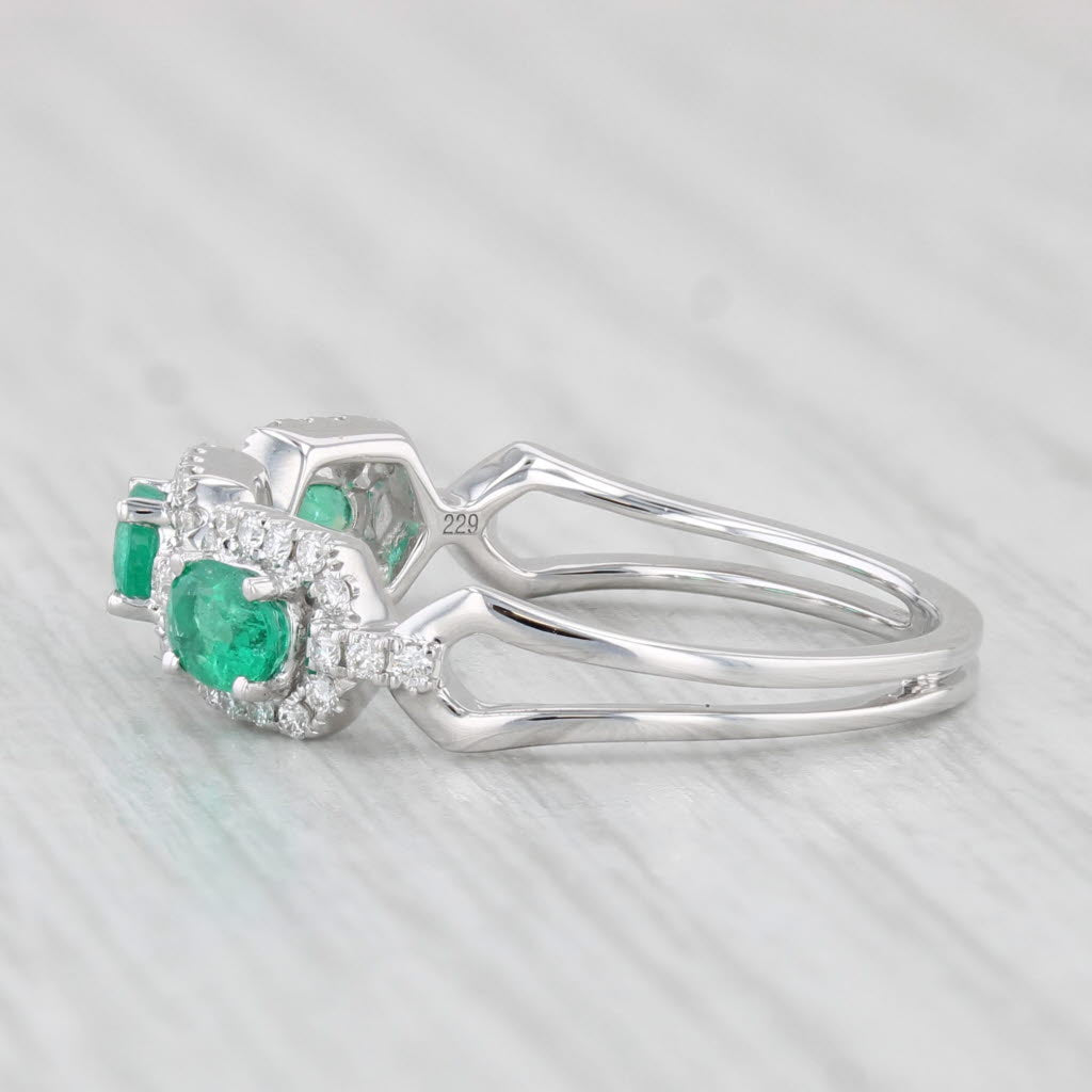 Light Gray 0.71ctw Emerald Diamond Ring 14k White Gold Size 6.5 Stackable