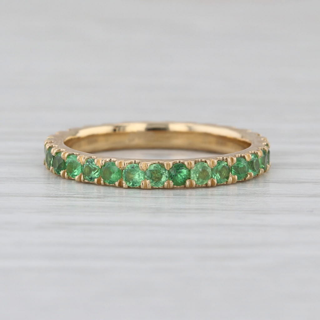 0.90ctw Tsavorite Green Garnet Eternity Ring 18k Yellow Gold Sz 5 Stackable Band