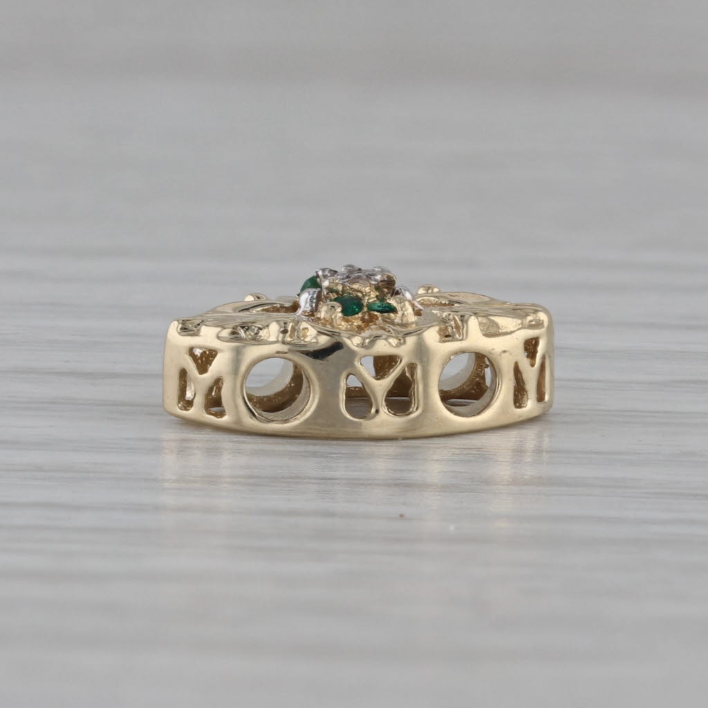 Dark Gray Vintage Emerald Diamond Slide Bracelet Charm 14k Yellow Gold OMG