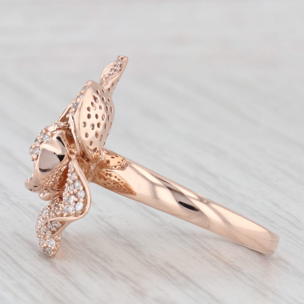 Light Gray 0.53ctw Diamond Flower Ring 14k Rose Gold Size 7.25 Cocktail