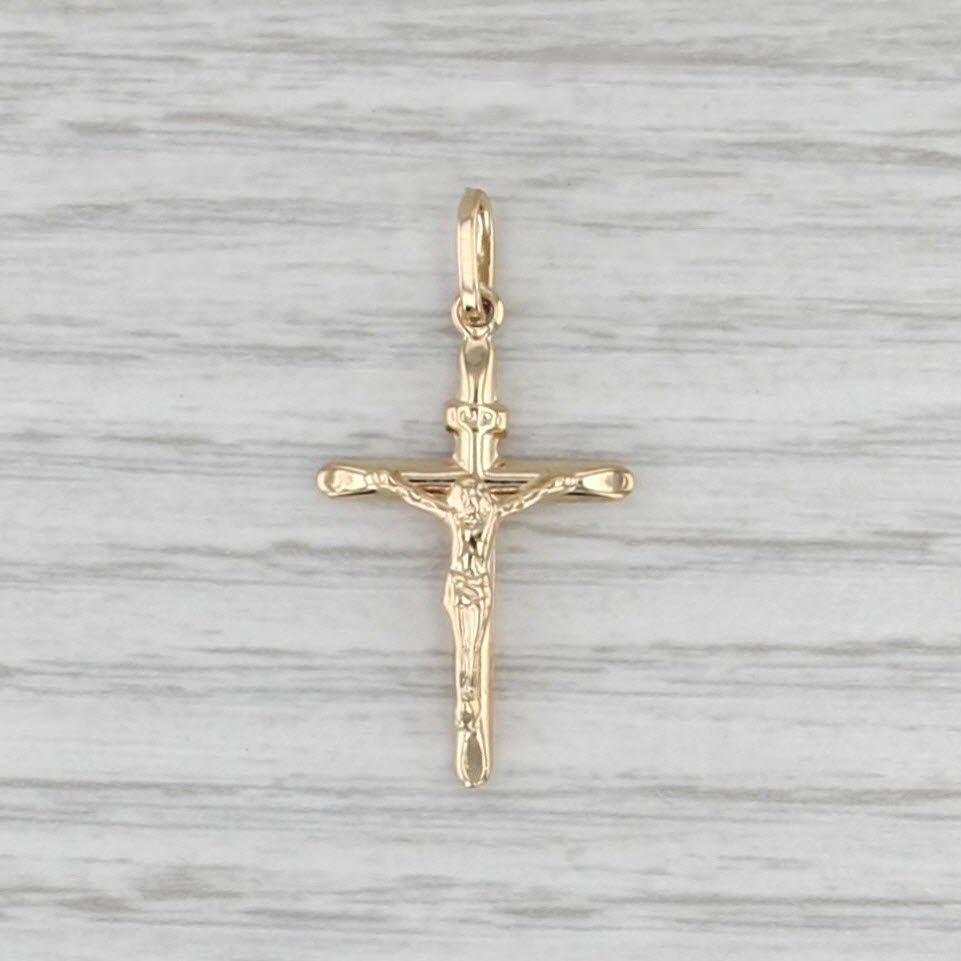 Crucifix Cross Pendant 18k Yellow Gold INRI Religious Jewelry