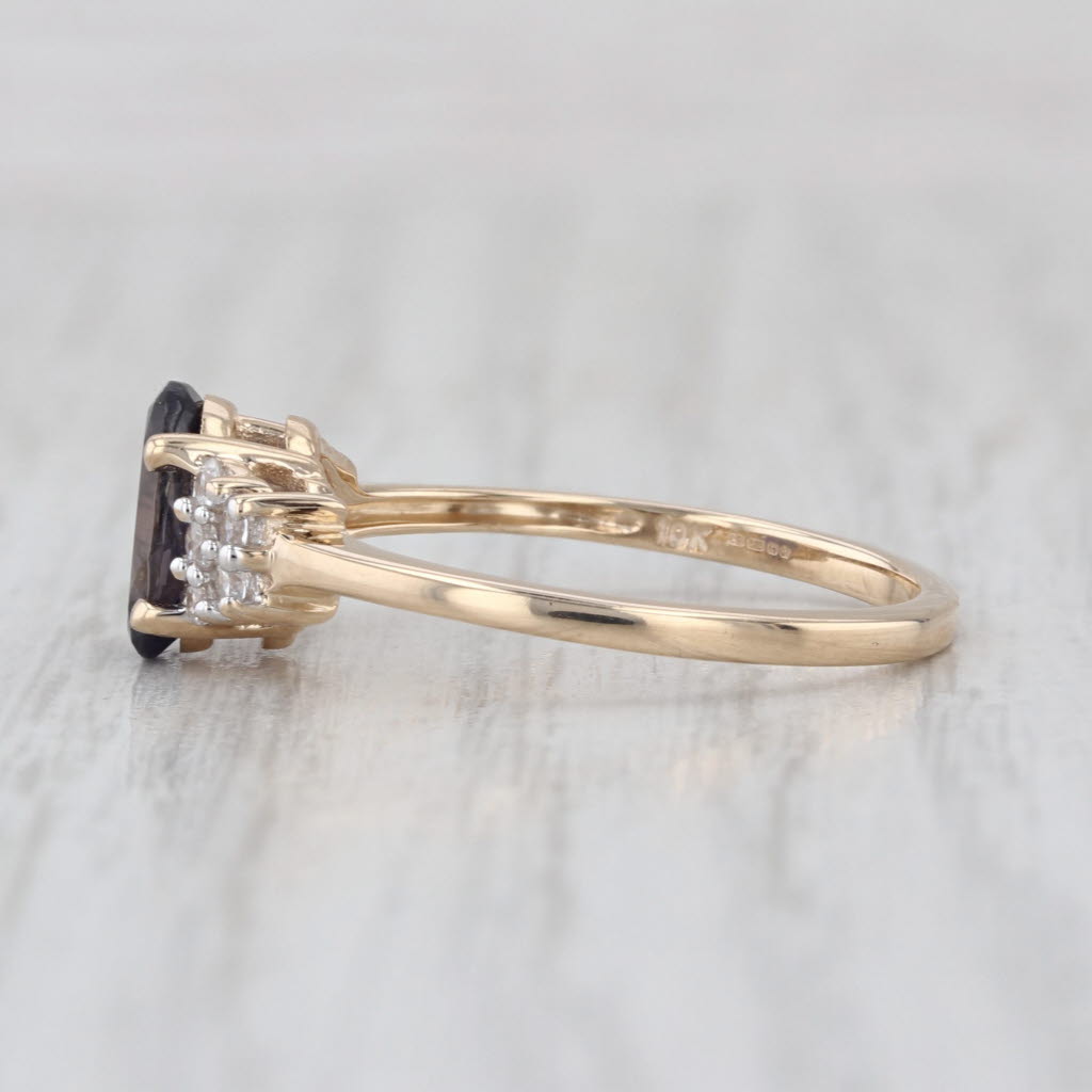 1ctw Oval Blue Iolite Zircon Ring 10k Yellow Gold Size 7.25
