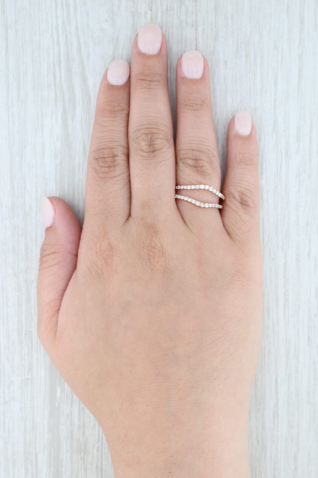 Light Gray 0.50ctw Diamond Ring Jacket Guard Wedding Band 14k Rose Gold Size 8.25