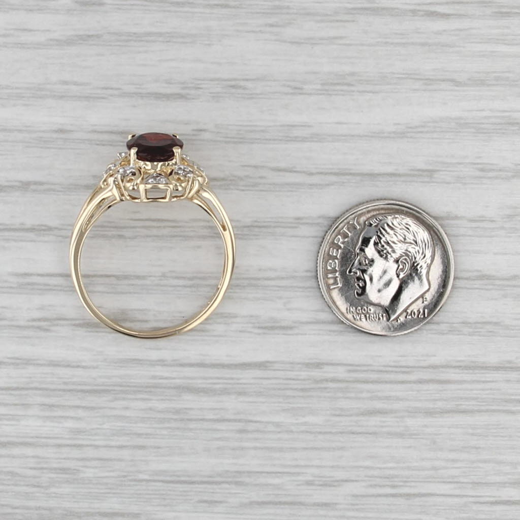 2.10ctw Oval Garnet Diamond Ring 14k Yellow Gold Size 9