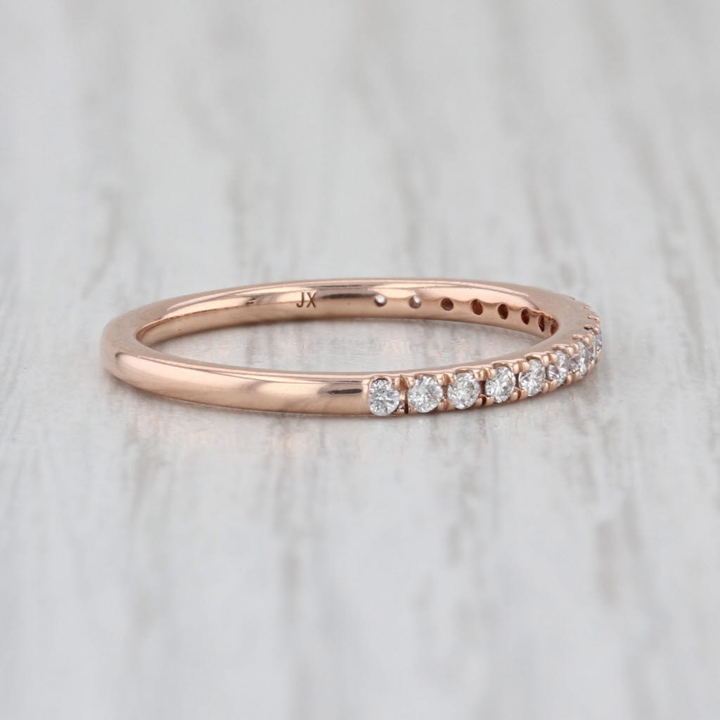 0.23ctw Diamond Wedding Band 14k Rose Gold Size 7 Stackable Anniversary Ring