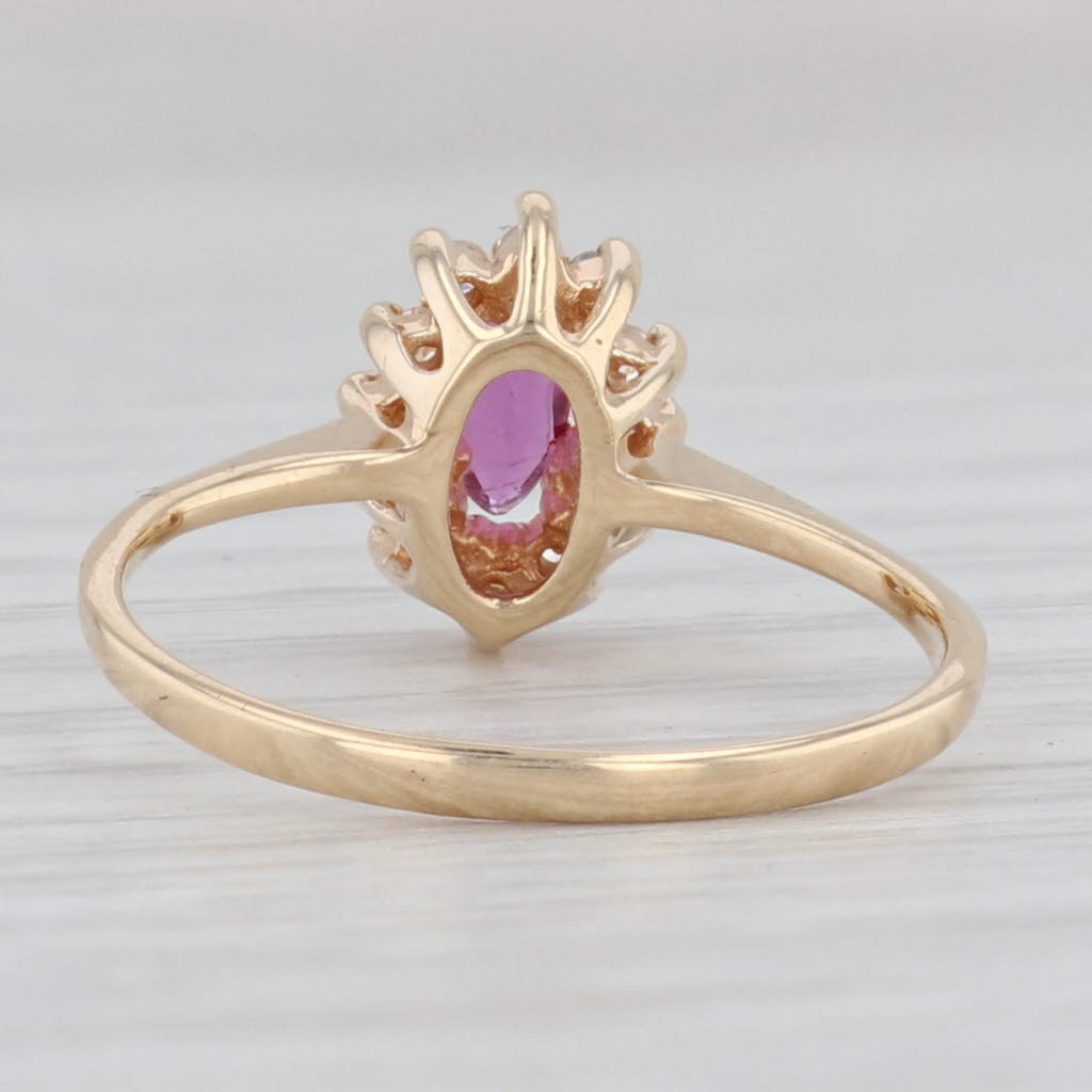 Light Gray 0.26ctw Marquise Ruby Diamond Halo Ring 10k Yellow Gold Size 6.5