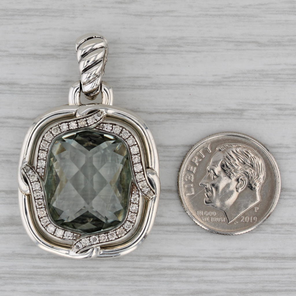 Gray Yurman Labyrinth Prasiolite Diamond Enhancer Pendant Sterling Silver Statement