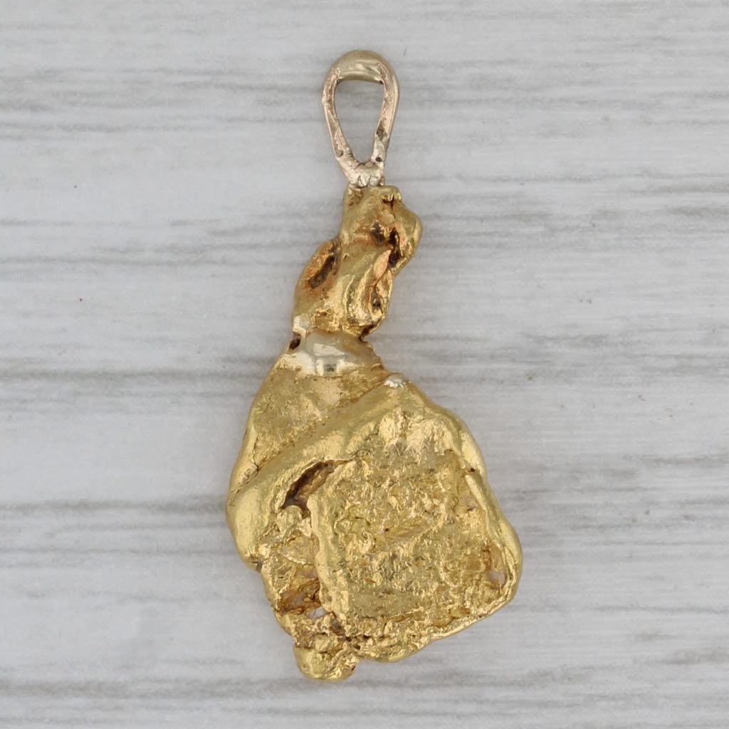 Gray Vintage Natural Nugget Diamond Pendant 22k 14k Yellow Gold