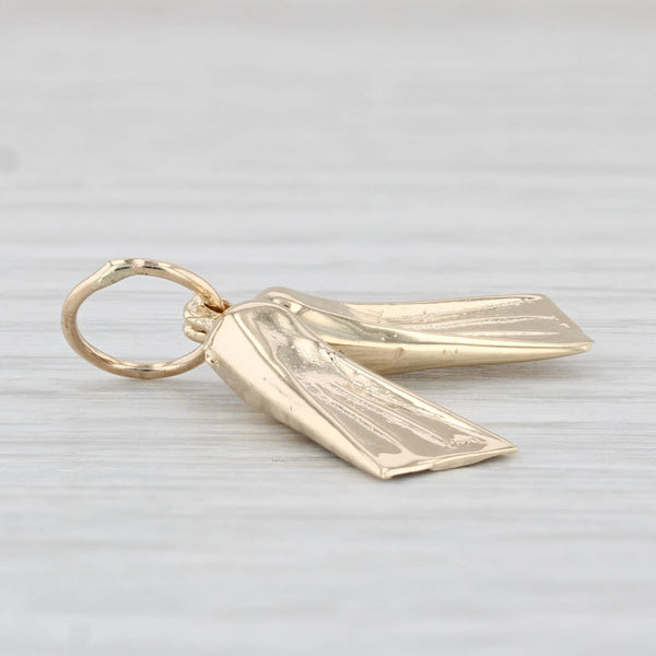 Vintage Diving Snorkeling Flippers Charm 14k Yellow Gold Nautical Pendant