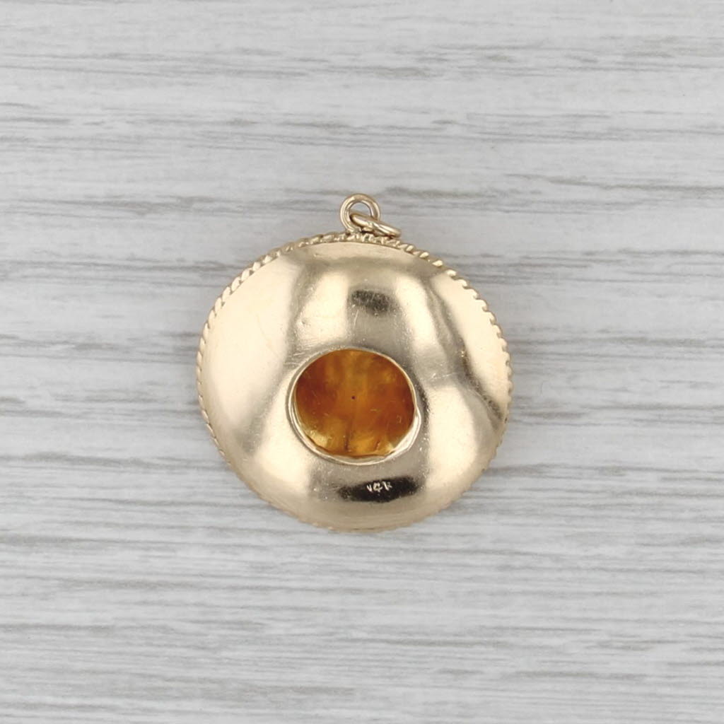 Large Sombrero Charm Pendant 14k Yellow Gold Vintage Ornate