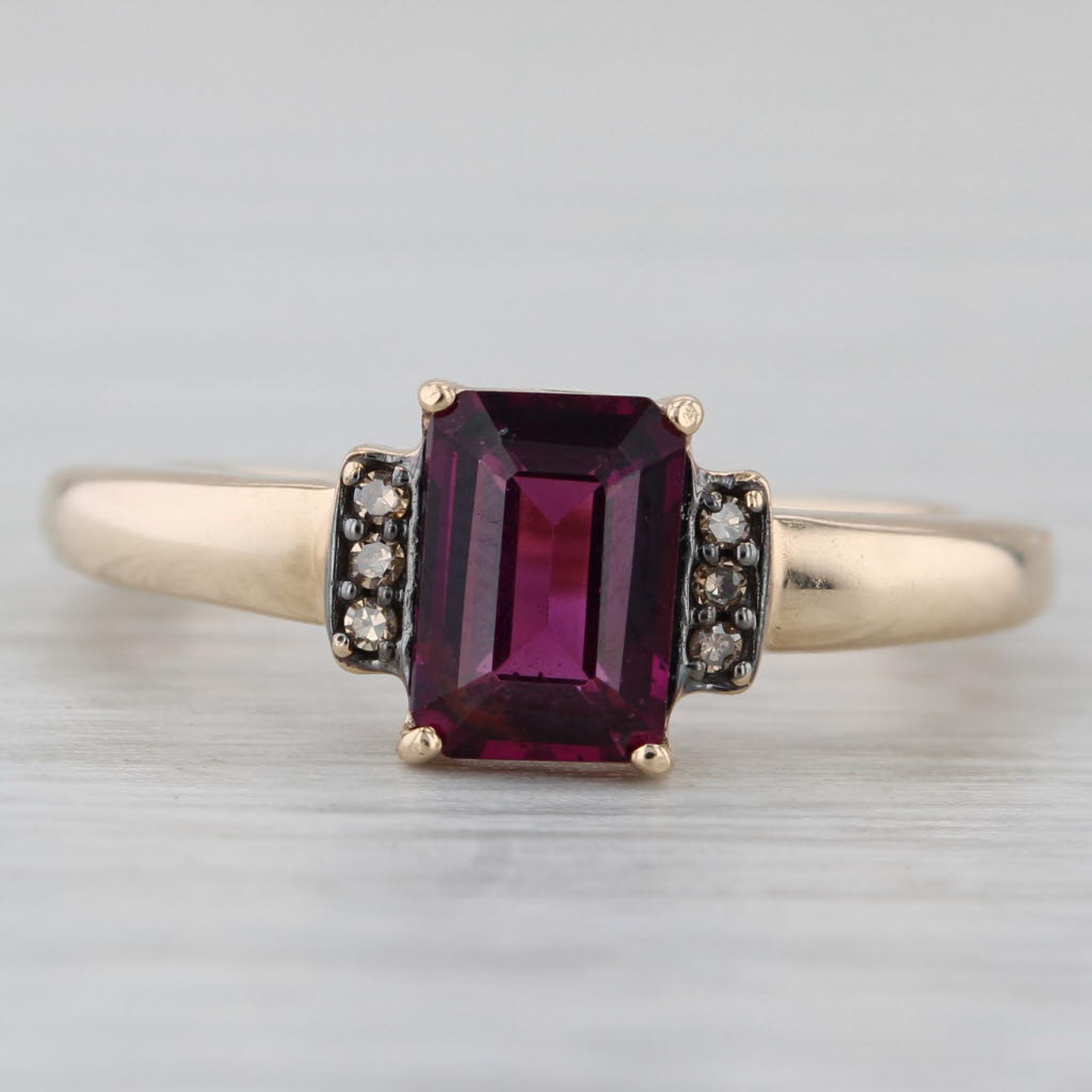 Gray 0.90ctw Rhodolite Garnet Diamond Ring 10k Yellow Gold Size 5