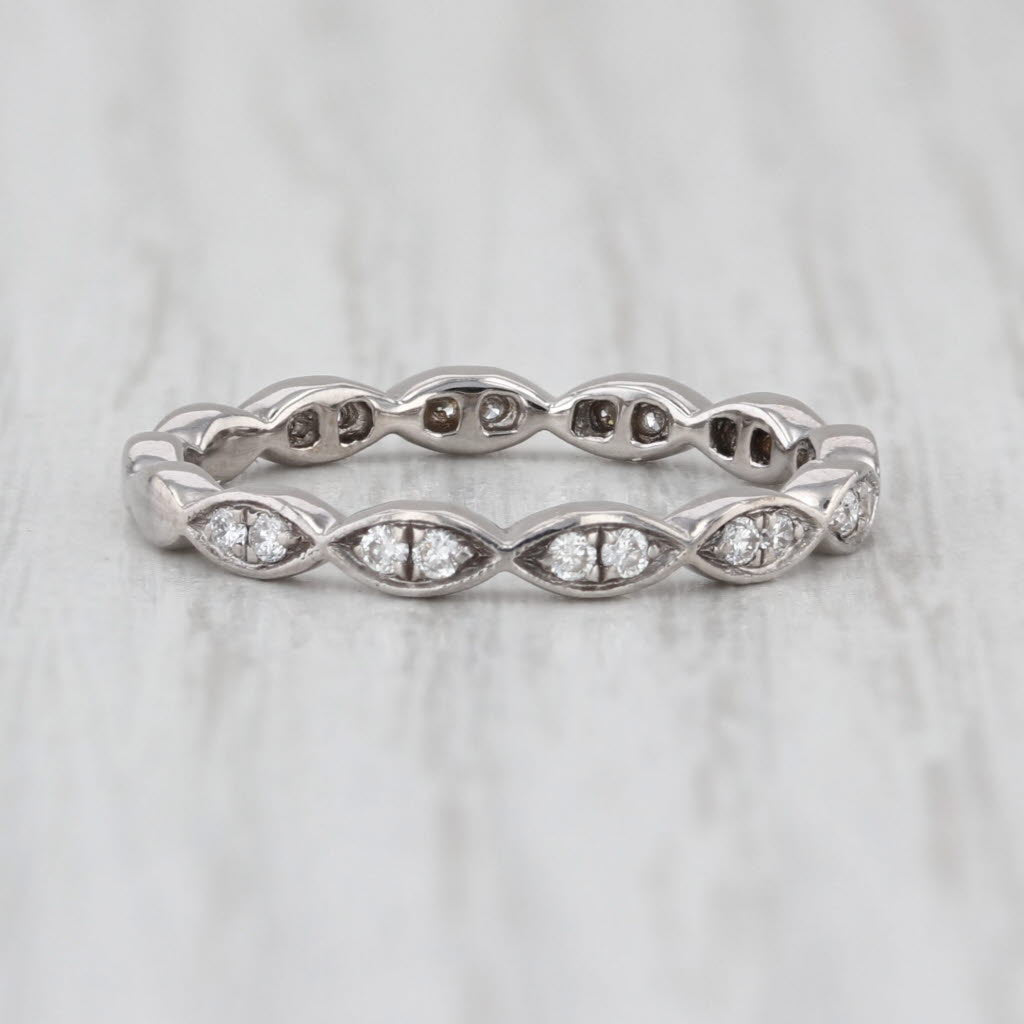 0.20ctw Diamond Band 18k White Gold Stackable Wedding Ring Size 6
