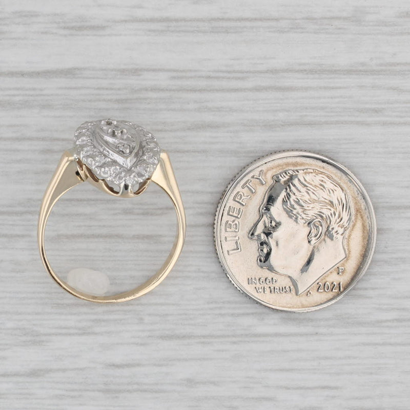 Vintage Princess Diamond Ring 10k White Yellow Gold Size 4
